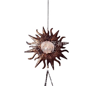 Solar Iron Hanging <b>Light</b> Sun Shape <b>Led</b> Garden Decor Outdoor Lighting - Product Image 1