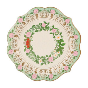 Одноразовые бумажные тарелки с цветочным узором — зеленый и золотой дизайн, для дома, вечеринок и мероприятий - Product Image 6