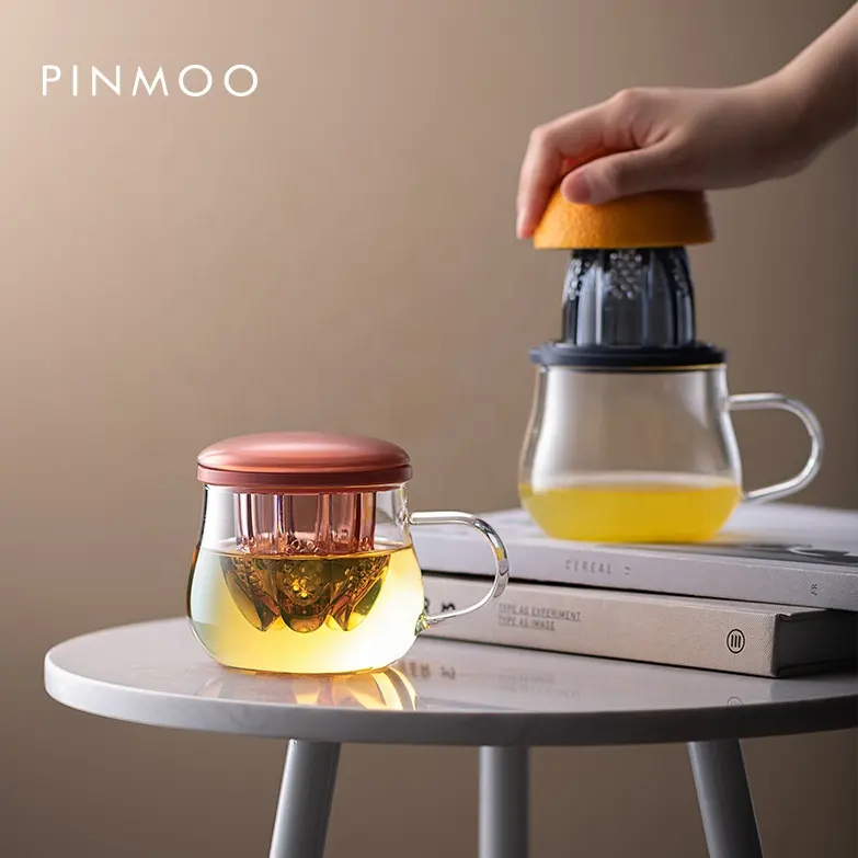 Pinmoo Design Originale 400ML Dual Funzioni Soffiato A Mano BPA Libero di Vetro Borosilicato Tè e Tè di Frutta Tazza