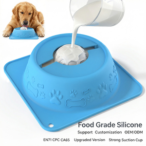 HMJ 2026 Nouveaux bols anti-glouton en silicone pour chiens, pour liquides et friandises - 180ml-200ml, avec ventouse et boule rotative - Product Image 1