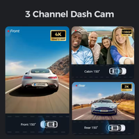 AZDOME M550 MAX 4K + 1K + 2K 3 Ch DashCam Built in 5G WiFi GPS Motion Detection car black box WDR Super Night Vision 4K dash cam