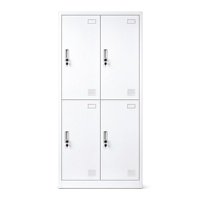 Armoire de rangement métallique à quatre portes avec serrure, poignées encastrées, design moderne pour dortoirs d'employés