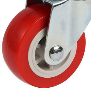 2 Inch Pvc Flat Bottom Swivel <b>Caster</b> Red <b>Wheel</b> Bolt Hole Type For Furniture And Trolleys - Product Image 2