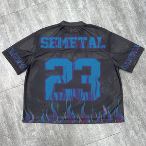 Venta al por mayor de camisetas deportivas de cuello redondo Boxy camisetas de fútbol de malla de gran tamaño personalizado impreso fútbol Jersey Streetwear camiseta hombres - Product Image 2
