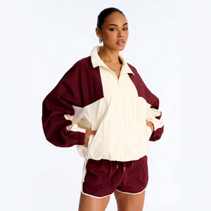 Women’s Colorblock Windbreaker Hoodie and <b>Shorts</b> Set Lightweight <b>Zip</b> Up Sportswear 2 Piece Tracksuit Casual Running Gym Fitness - Product Image 1