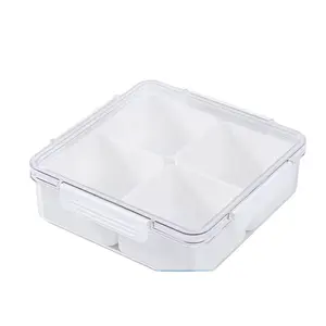 Aohea Bpa Gratis 4 8 Compart 8 Compartimenten Stapelbare Rechthoek Plastic Voedselopslagcontainers Met Handvat Deksel