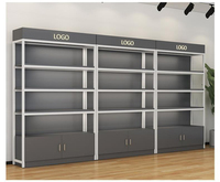 Meuble mural de présentation de maquillage en bois durable et de haute qualité, étagères à niveaux réglables, éclairage LED, boutique de beauté, parfums