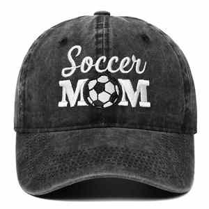 Gorra de Béisbol de 6 Paneles, de Lona Estampada con Diseño de Mamá Futbolista, de Algodón Vintage, Suave y Ajustable, al por Mayor - Product Image 2