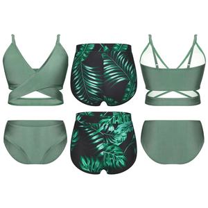5-14 filles 3 pièces Bikini maillot de bain hauts avec bas et shorts ensembles maillots de bain pour leçons de natation vacances bain <span class=keywords><strong>Hawaii</strong></span> - Product Image 3