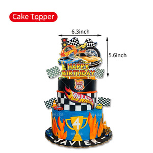 Décorations de fête d'anniversaire sur le thème des voitures de course, cadeaux pour club automobile, décorations de cupcakes, bannière, ballons, centres de table pour l'anniversaire d'un garçon - Product Image 4