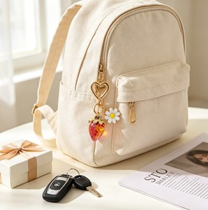 QY Gradient Strawberry Daisy Keychain Heart Hook <b>Bag</b> Pendant Gift Girls Women Backpack Fashion <b>Accessory</b> - Product Image 4