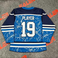 Nouveau design 2026 – Maillot de hockey sur glace par sublimation, logo personnalisé, motif griffe bleue, uniforme d'équipe de hockey en polyester respirant