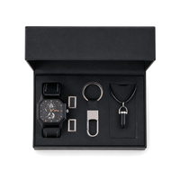 Ensemble de bijoux tendance pour homme : Montre sport bleue, collier en acier inoxydable, bracelet et chaîne cubaine – Kit d'accessoires streetwear