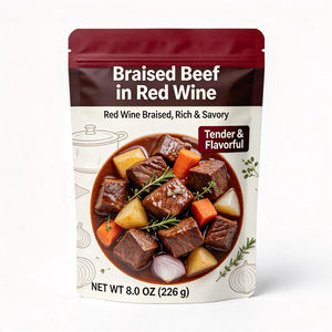 Sachet alimentaire personnalisé en aluminium de qualité alimentaire avec fermeture éclair, résistant à la chaleur, pour l'emballage du bœuf braisé au <span class=keywords><strong>vin</strong></span> <span class=keywords><strong>rouge</strong></span> - Product Image 1