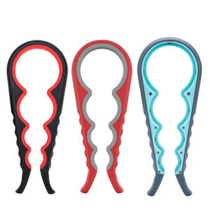 Abridor de botellas multifuncional Kgq Y01 4 en 1, función antideslizante para tapas de rosca, abridor de plástico negro y rojo para botellas y latas - Product Image 4