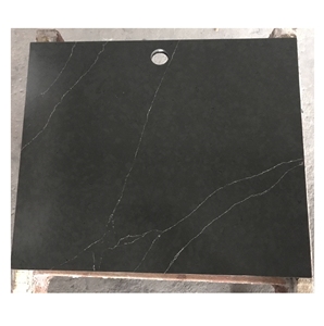 Jumbo Size Marquina Black Quartz Slabs with Fine White Veins Polished Artificial <b>Stone</b> for Kitchen Countertops - Product Image 2