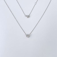 Pendentif Cœur Multi-Cœur Entrelacé Délicat et Polyvalent en Or Blanc 18K avec Diamant de Laboratoire, Réglable, pour Femme