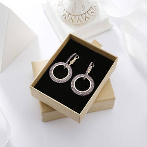 Gioielli di Moda Coreana, <span class=keywords><strong>Orecchini</strong></span> <span class=keywords><strong>a</strong></span> <span class=keywords><strong>Cerchio</strong></span> Doppio con Strass Placcati Oro per Donna - Product Image 5