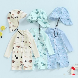 Costume da bagno intero in chiffon a maniche lunghe per bambina, taglie 70-80-90-100-110 - Product Image 1