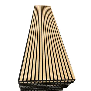 Akupanel Decorative Fire Retardant Mdf Wooden Strip Sound Absorbing Wall Panel Board Slat Akupanel Polyester el