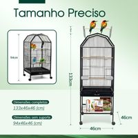 Cage à oiseaux en métal MBOX pour Calopsita, 2 étages, roues rotatives à 360°, plateau amovible, 3 perchoirs - espace pour le stockage des aliments (noir)