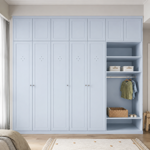Armoire enfant personnalisée avec tiroirs, finition peinte en MDF, <span class=keywords><strong>étagère</strong></span>s réglables <span class=keywords><strong>pour</strong></span> <span class=keywords><strong>chambre</strong></span> d'enfant, projet résidentiel - Product Image 1