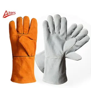 Yangına dayanıklı kaynak eldivenleri isıya dayanıklı barbekü/fırın/MIG/TIG kaynakçı Gauntlets deri cilt PerfeSafe kesim koruma