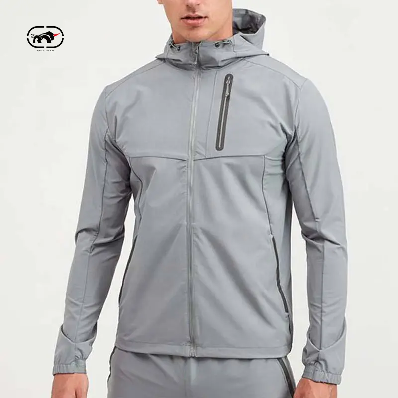 Men Custom Logo Design Streetwear Windbreaker Rain Jacket Nylon Softshell Waterproof Woven Outdoor Sports Running Jacket For Men