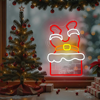 Neonawall, fabricant de néons personnalisés, néon LED Santa Stop Here pour la chambre d'enfant, la décoration murale de fête à domicile, cadeau