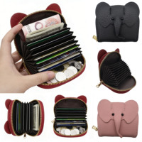 Portefeuille à cartes éléphant tendance 2026, adorable porte-monnaie en PU éléphant pour fille, mini porte-cartes éléphant Deltaa pour femmes