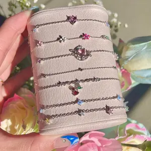 Hot Selling Pink Heart Enamel Blue Flower Charm Bracelet Sweet Star Love Zircon Bracelets Women Girls Jewelry Valentine's Gift