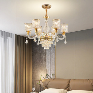 Lámpara de araña de cristal de lujo E27, lámpara colgante redonda de varios cabezales para sala de estar, dormitorio, comedor, accesorio de iluminación para el hogar - Product Image 2
