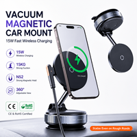 Support de téléphone magnétique sans fil pour voiture, charge rapide 15W, fixation par ventouse, pliable, rotation 360°, support de tableau de bord/bureau en alliage