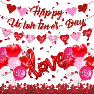 Set Decorazioni per Festa a Tema San Valentino 2026 con Striscione, Palloncini a Spirale e Ghirlanda per Matrimoni e Feste - Product Image 1