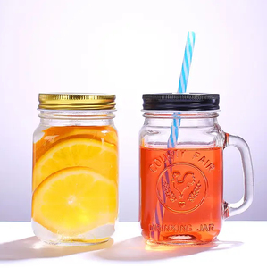 Quận công bằng ruster Glass uống Jar với tinplate nắp 16oz Glass Mason lọ Libby 1841 với Rơm & nắp uống chai - Product Image 2