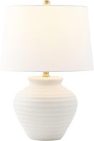Lampe de table, base en céramique Coastal Bone de 22,5 pouces, abat-jour en tissu, interrupteur marche/arrêt, ampoule à culot E26 incluse, table de chevet, console, maison