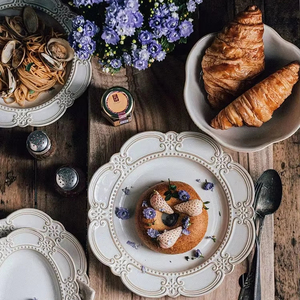Vente en gros de 7 pièces de vaisselle, vaisselle de luxe en céramique européenne, grès, cuisine, ensemble de table à manger moderne, 6 - Product Image 1