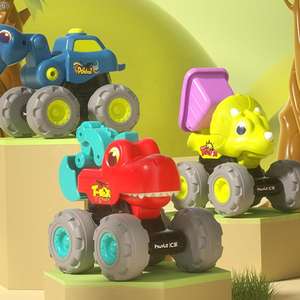 Enfants en plastique <span class=keywords><strong>dessin</strong></span> <span class=keywords><strong>animé</strong></span> <span class=keywords><strong>Dino</strong></span> ingénierie véhicule Friction camion dinosaure retirer voiture ensemble - Product Image 3