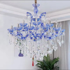 Adjustable Height Raindrop <b>Crystal</b> Glass Beads colorful blue <b>crystal</b> <b>Chandelier</b> for living room - Product Image 2
