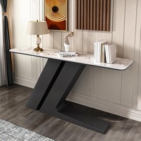 Console d'entrée murale en métal avec plateau en ardoise, design moderne et minimaliste de luxe pour la décoration de couloir