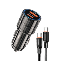 KAKUSIGA 75W 1C1A Kit Pengisi Daya Cepat Mobil, Paduan Seng 45W PD + 30W QC dengan Kabel Tipe-C untuk Ponsel & Tablet