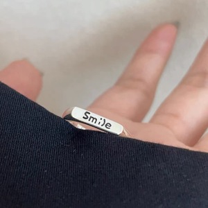 Smile Letter <b>Open</b> <b>Ring</b> S925 Sterling Silver Women's Everyday Wear Jewelry - Product Image 3