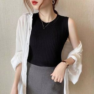 Débardeurs <span class=keywords><strong>Femme</strong></span> en Gros – Hauts Tricotés à Col Rond, Blouses Unies Sans Manches, Blusas Décontractées Fines pour l'Été - Product Image 2