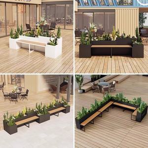 Ensemble de bancs de patio modernes en fer forgé pour extérieur avec jardinière, combinaison de sièges pour aménagement paysager de jardin, terrasse et <span class=keywords><strong>balcon</strong></span> - Product Image 2