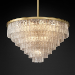 Lustre en cristal américain <span class=keywords><strong>de</strong></span> conception créative tout en cuivre Simple grande taille Villa Club hôtel salon salle à manger chambre à coucher suspendu - Product Image 1