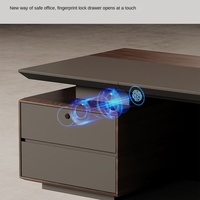 Mobilier de bureau en bois en forme de L pour PDG moderne de luxe Bureau du directeur Lumières à LED avec bureau du président haut de gamme