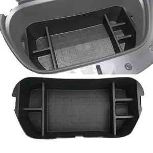 صندوق احتياطي أمامي أسود للمقعد السفلي صندوق تخزين منظم صندوق صندوق صندوق تخزين صندوق السيارة الخلفي بطبقتين منظم الصندوق الخلفي ABS
