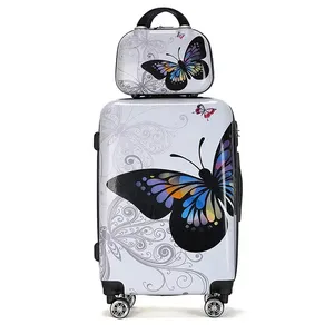 4 шт., детские чемоданы на колесиках с принтом бабочек
