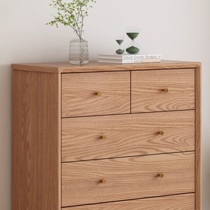 Solid Wood <b>Storage</b> <b>Chest</b> Of Drawers 5 Drawers Natural Wood Style Living Room Cabinet - Product Image 2