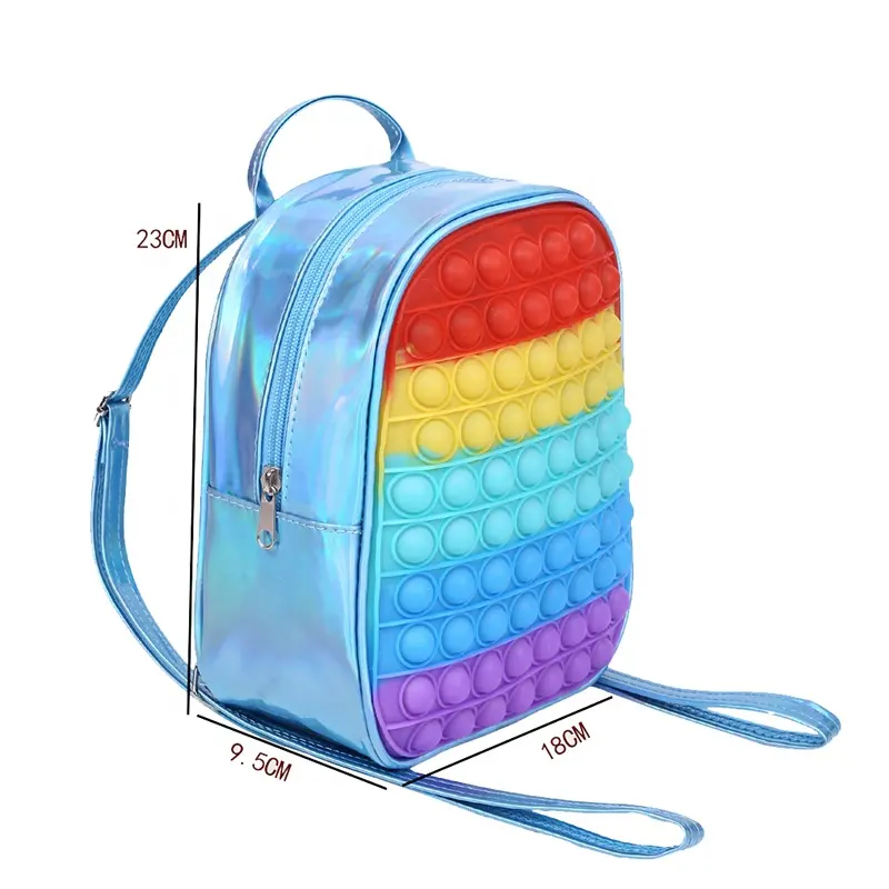 Mochila escolar de silicone, mochila de silicone para meninas, arco-íris, ideal para estudantes